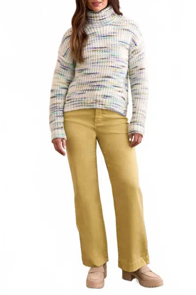 Tribal Space Dye Turtleneck Sweater In Heathered Cream In Multi