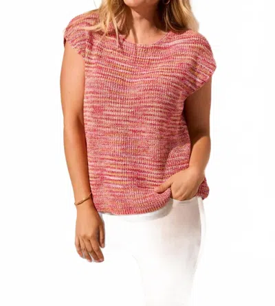 Tribal Space-dye Sweater With Cap Sleeves In Teaberry In Pink