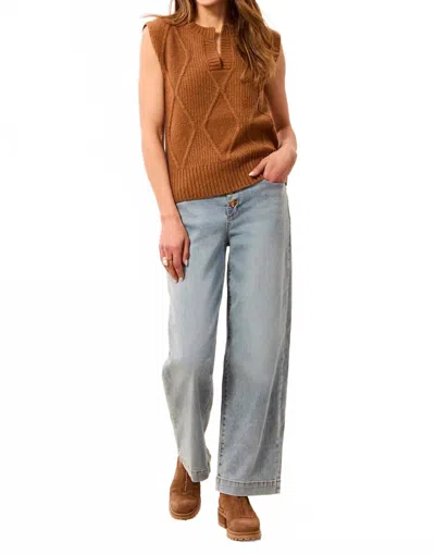 Tribal Split Neck Sleeveless Sweater In Hazelwood In Multi