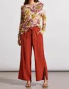 Tribal Split V-neck Floral Sweater In Sandust Multi