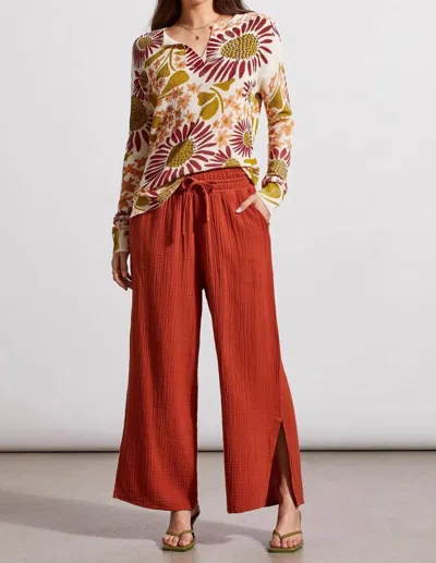 Tribal Split V-neck Floral Sweater In Sandust Multi