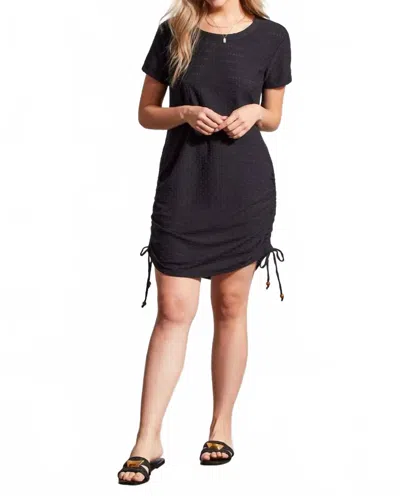 Tribal Sport Side Ruching Stretch Weave Dress In Black