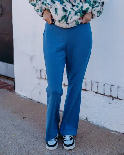 Tribal Straight Leg Pull On Pant In Slate Blue