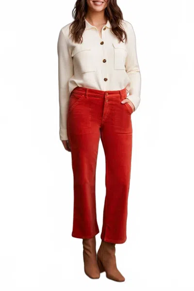 Tribal Stretch Corduroy Straight Leg Pants In Auburn In Red