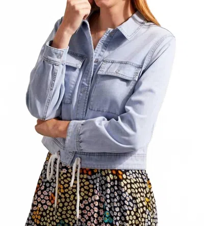 Tribal Stretch Denim Jacket In Happy Blue In Gray