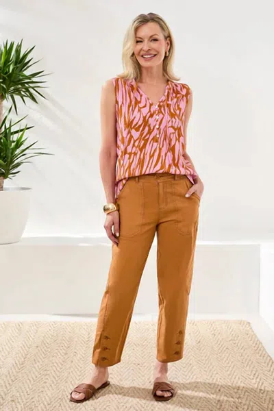 Tribal Stretch Slub Barrel Ankle Pant In Chestnut In Brown