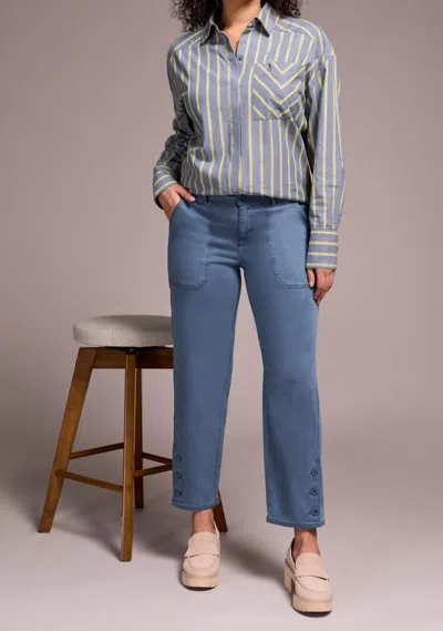 Tribal Stretch Twill Barrel Leg Ankle Pants In Slateblue-2637 In Blue