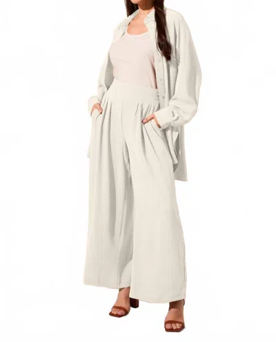 Tribal Stretch Woven Elastic Waist Flowy Pants In Cocomilk In Multi