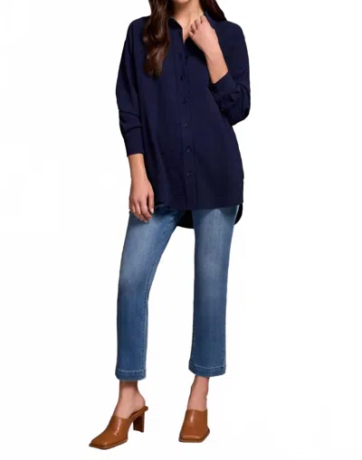 Tribal Stretch Woven Flowy Raglan Sleeve Shirt In Nightfall In Blue