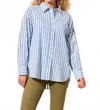 Tribal Stripe Button-front Shirt In Deep Sea In Gray