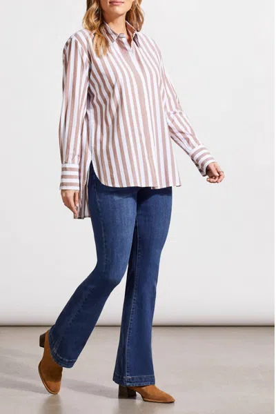Tribal Stripe Button-up Shirt In Beige Stripe In Pink