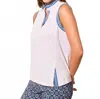 Tribal Stripe Edge Mock Neck Tank In White In White
