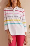 Tribal Stripe Polo Shirt In Raspberry
