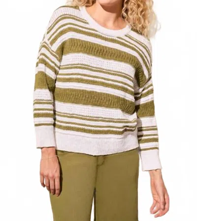 Tribal Stripe Scoop Neck Sweater In Loden In Green