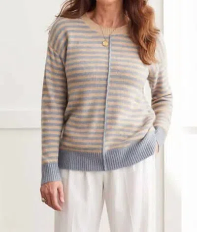 Tribal Striped Crew Neck Sweater In Bluestone