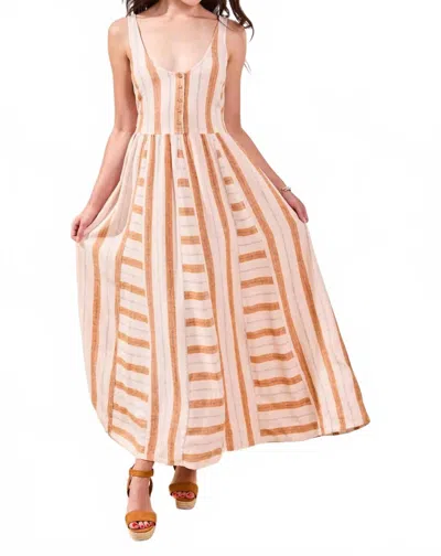 Tribal Striped Maxi Dress In Sahara Beige In Multi