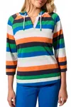 Tribal Striped Raglan Hoody In Tangelo In Multi