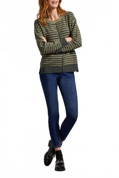 Tribal Striped Soft Sweater In Mosstone In Green
