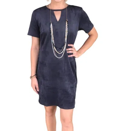Tribal Suede Laced Side Dress In Slate In Gray