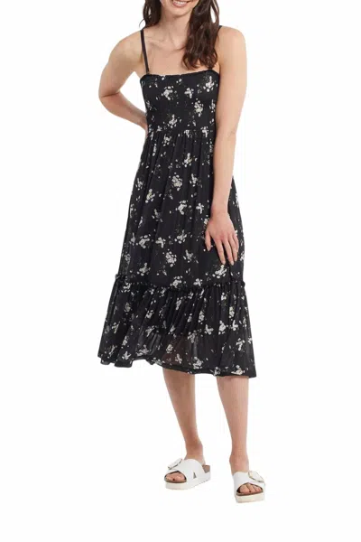 Tribal Sundress W/ Removable Straps Daisy Print In Onyx In Black