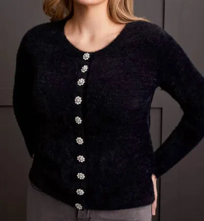 Tribal Sweater Cardigan With Sparkle Button Cardigan In Black