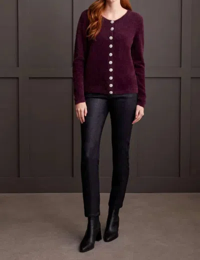 Tribal Sweater Cardigan With Sparkle Buttons Cardigan In Raisin In Red