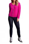 Tribal Sweater Cardigan With Sparkle Buttons In Magenta In Pink