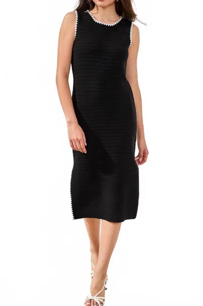 Tribal Sweater Dress With Slit In Black