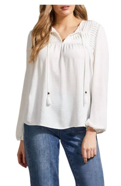 Tribal Tassel Blouse In Eggshell In White