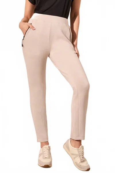 Tribal Techno Lux Contrast Trim Pull-on Ankle Pants In Sand Dune In Neutral