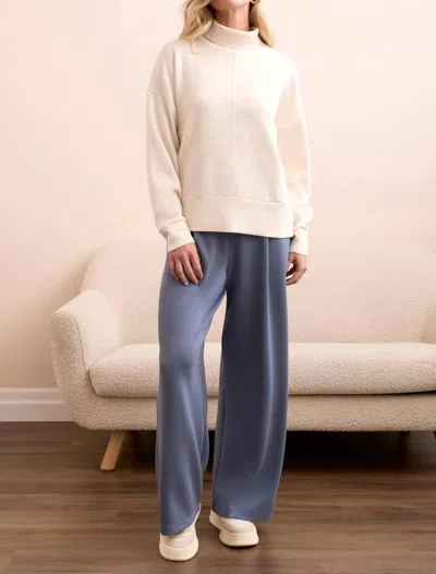 Tribal Techno Lux Drop Shoulder Funnel Neck Top In Heather Frost Grey In Neutral