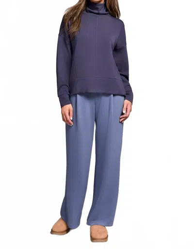 Tribal Techno Lux Funnel Neck Top In Sapphire In Blue