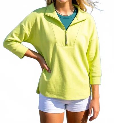 Tribal Techno Lux Quarter Zip Polo In Apple In Yellow