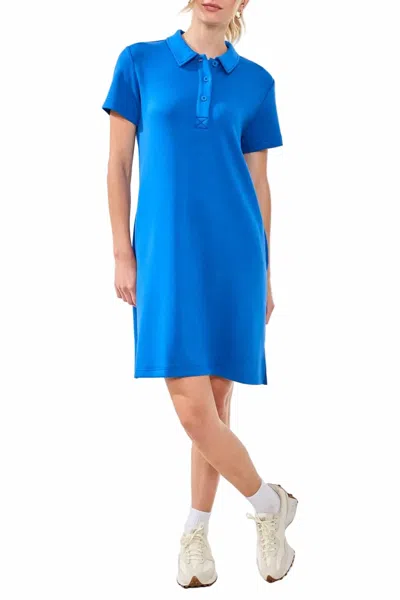 Tribal Techno Lux Scuba Short Sleeve Polo Dress In Turkishsea In Blue