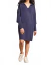 Tribal Techno Lux Shift Dress With Pockets In Navy In Blue
