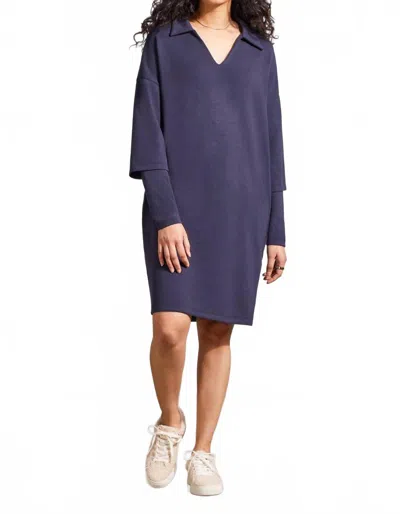 Tribal Techno Lux Shift Dress With Pockets In Navy In Blue