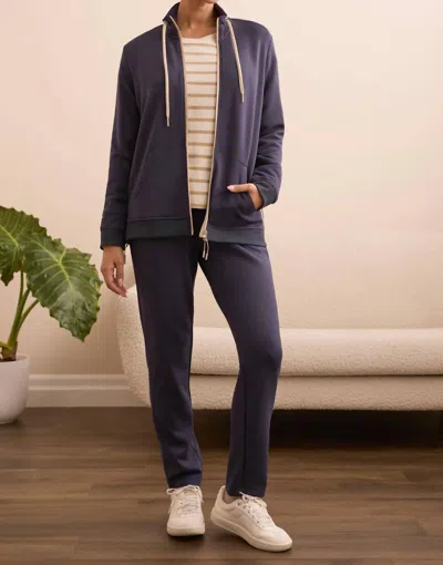 Tribal Techno Lux Textured Mock Neck Zip Cardigan In Sapphire In Blue