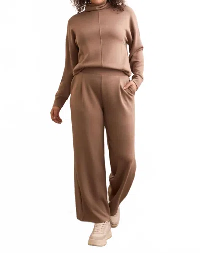 Tribal Techno Lux Wide Leg Pull-on Pants In Fossil In Brown