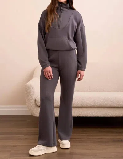 Tribal Techno Lux Zip Mock Neck Sweater In Charcoal In Gray