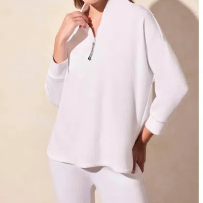 Tribal Techno Luxe Quarter Zip In White