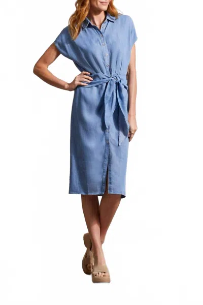Tribal Tencel Shirt Dress In Tide Blue