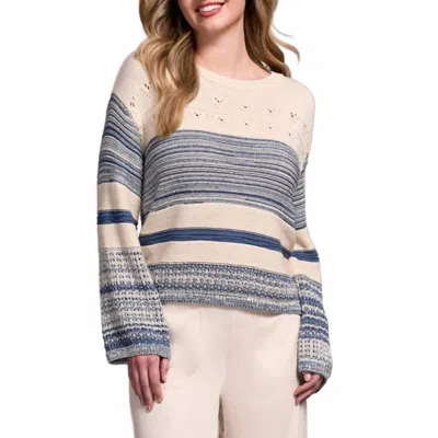 Tribal Textured Knit Mock Neck Top In Slate In Neutral