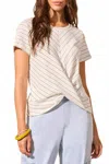 Tribal Textured Knotted Crew Neck Top In Cocomilk In White