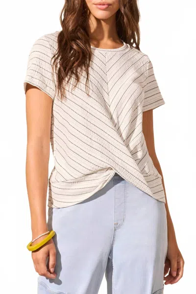 Tribal Textured Knotted Crew Neck Top In Cocomilk In White