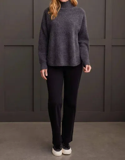 Tribal Textured Mock Neck Sweater In Charcoal
