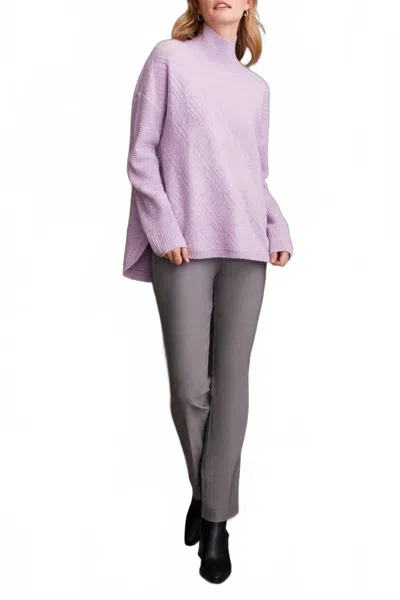 Tribal Textured Mock Neck Sweater In Orchid In Purple