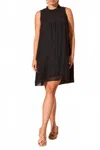 Tribal Textured Poplin Crewneck Sleeveless Mini Dress In Black In Black