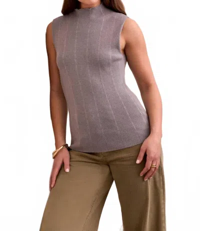 Tribal Textured Sleeveless Mock Neck Top In Grey Mix In Gray
