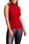 Tribal Textured Sleeveless Mock Neck Top In Scarlet In Red