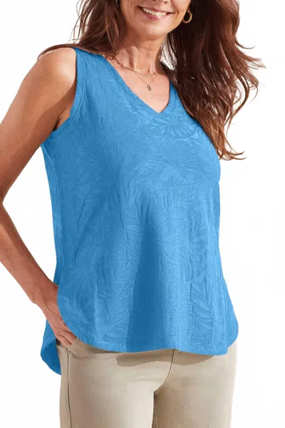 Tribal Textured Tank Top In Deep Sea In Blue